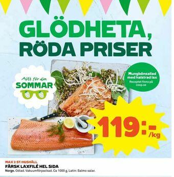 Coop Daglivs Färsk laxfilé hel sida erbjuda