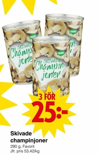 Matöppet Skivade champinjoner erbjuda