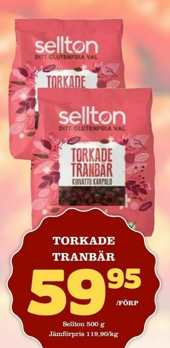 Torkade tranbär