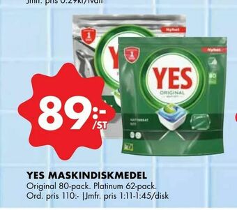 ÖoB Yes maskindiskmedel erbjuda
