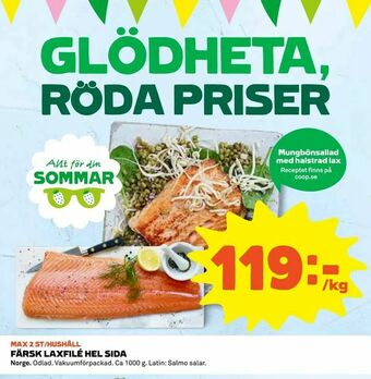 Coop Färsk laxfilé hel sida erbjuda