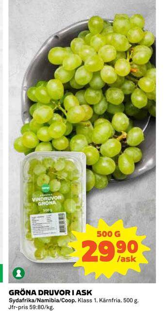 Coop Daglivs Gröna druvor i ask erbjuda