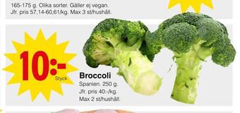 Matöppet Broccoli erbjuda