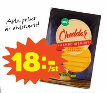 Coop Hamburgerost Cheddar erbjuda