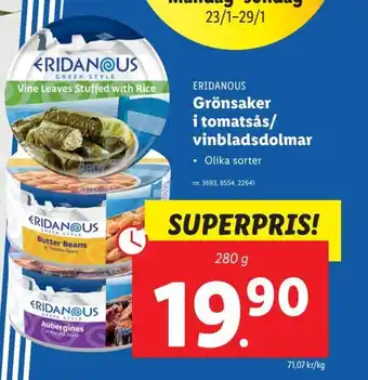 Grönsaker i Tomatsås / Vinbladsdolmar