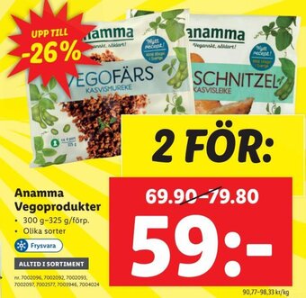 Lidl Anamma Vegoprodukter erbjuda