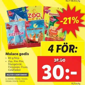 Lidl Malaco Godis erbjuda