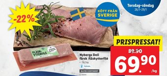 Lidl Nybergs Deli Färsk Fläskytterfilé erbjuda