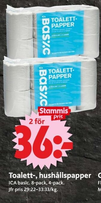 ICA Supermarket Toalett-, Hushållspapper erbjuda