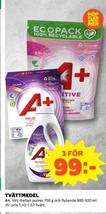 Coop A+ tvättmedel flytande erbjuda