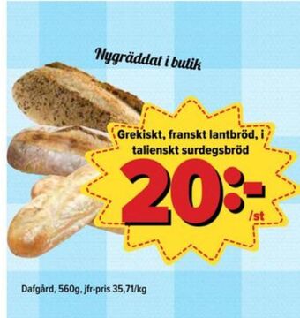 Östenssons Dafgårds butiksbakat matbröd erbjuda