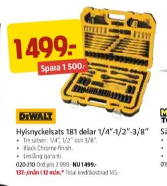 Jula Dewalt hylsnyckelsats erbjuda