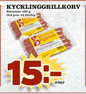 Supergrossen Kycklinggrillkorv erbjuda
