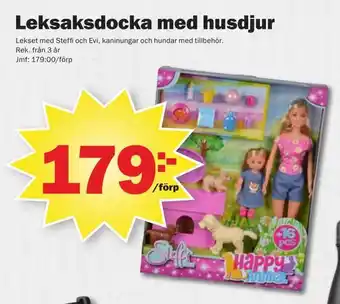 Leksaksdocka med husdjur