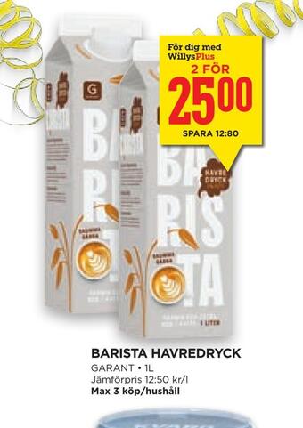 Willys Hemma Barista havredryck erbjuda