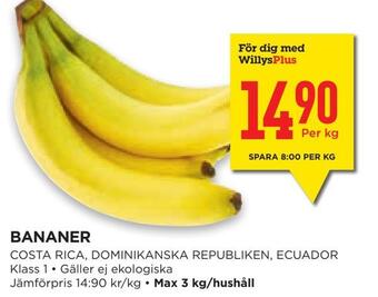 Willys Hemma Bananer erbjuda