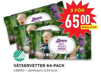 Willys Våtservetter 64-pack erbjuda