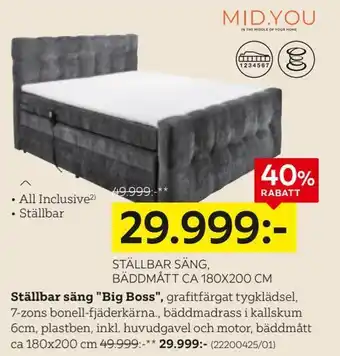 Ställbar säng big boss