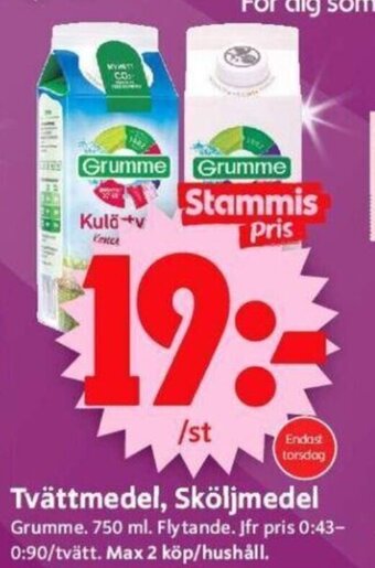 Tvättmedel, Sköljmedel Grumme