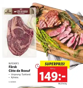 Lidl Butcher's Färsk Côte de Boeuf 800g erbjuda