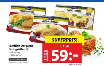 Lidl Familjen Dafgårds färdigrätter 390-420g erbjuda