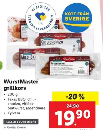 Lidl WurstMaster grillkorv 200g erbjuda