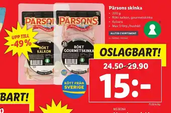 Lidl Pärsons skinka 200g erbjuda