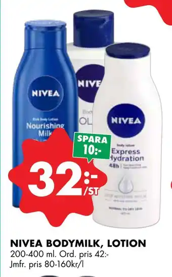 ÖoB Nivea bodymilk, lotion erbjuda