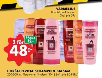 ÖoB L'oréal elvital schampo & balsam erbjuda