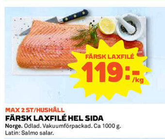 Coop Daglivs Norge Färsk Laxfilé Hel Sida 1000g erbjuda