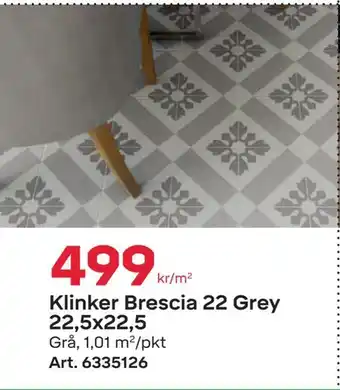 Byggmax Klinker brescia 22 grey 22,5x22,5 erbjuda