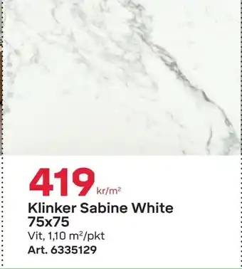 Byggmax Klinker sabine white 75x75 erbjuda