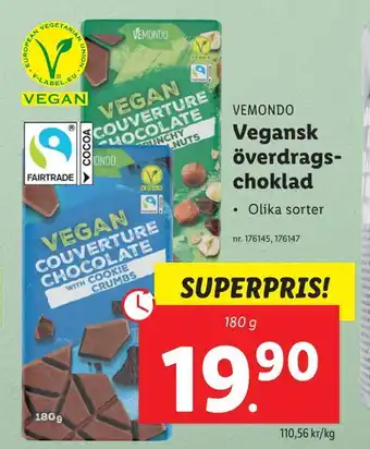 Lidl Vemondo vegansk överdragschoklad erbjuda