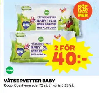 Coop Daglivs Coop Våtservetter Baby 72st erbjuda