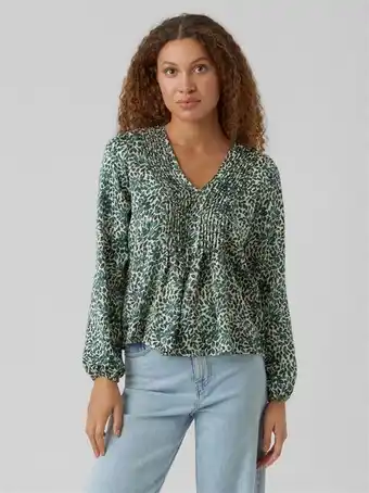 Vero Moda Normal passform v-ringning elastiska manschetter ballongärmar topp erbjuda