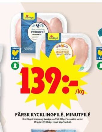 ICA Maxi Kronfågel kycklingfilé erbjuda