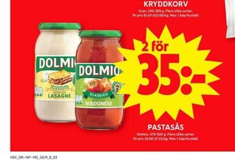 ICA Maxi Dolmio pastasås erbjuda