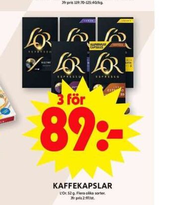 ICA Maxi L or kaffekapslar erbjuda