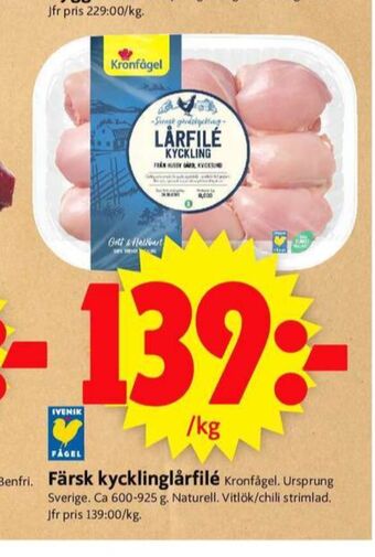 ICA Supermarket Kronfågel kycklinglårfile erbjuda