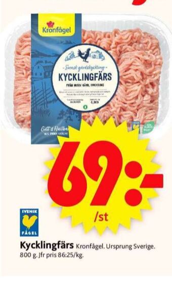 Kronfågel kycklingfärs