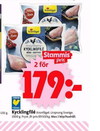 ICA Supermarket Kronfågel kycklingfilé erbjuda