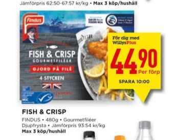 Willys Fish & crisp fiskpinnar erbjuda