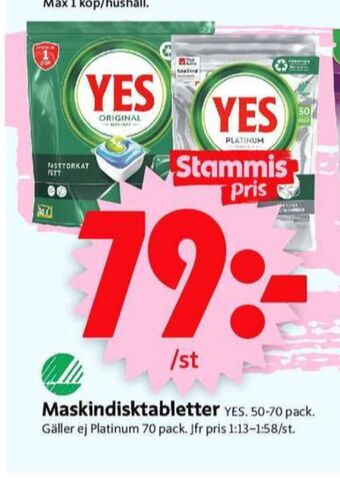 ICA Supermarket Yes diskmaskintabs erbjuda
