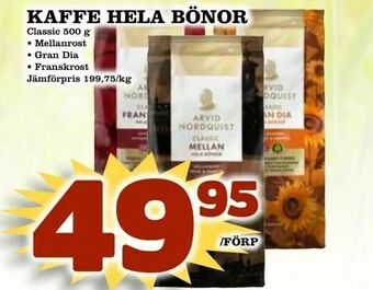 Supergrossen Kaffe hela bönor erbjuda