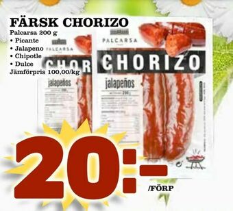 Supergrossen Färsk chorizo erbjuda