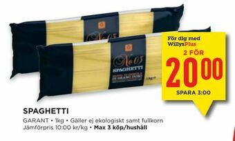 Willys Spaghetti erbjuda