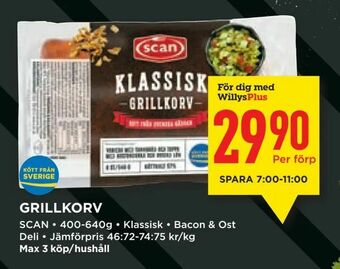 Willys Grillkorv erbjuda