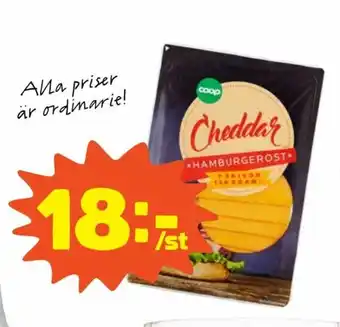Coop Coop Hamburgerost Cheddar 150g erbjuda