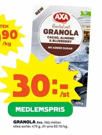 Coop Axa Granola 475g erbjuda