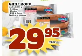 Nelins Lindvalls Grillkorv 300g erbjuda